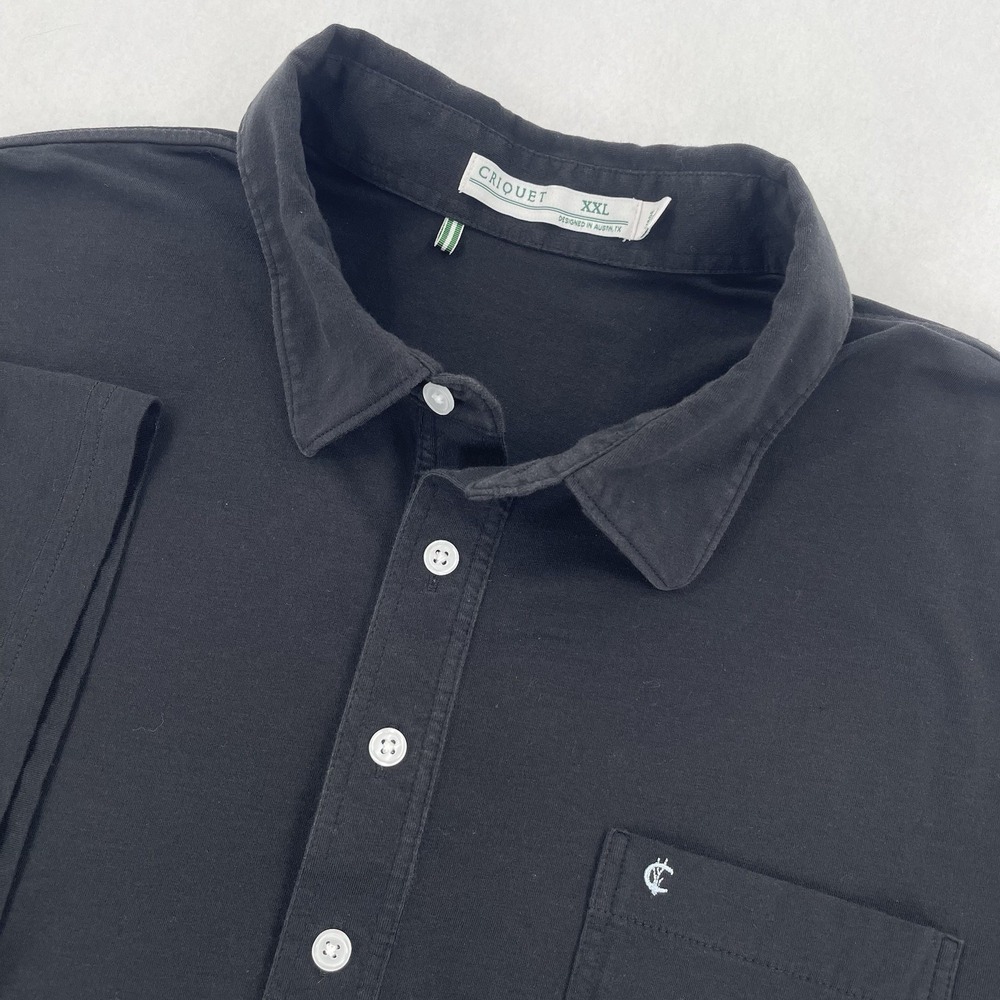 Criquet Polo Shirt Mens XXL Black Pima Cotton Knit Stretch Golf Preppy Classic